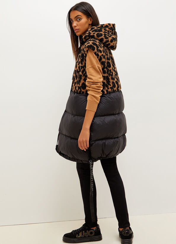 Abrigos Liu Jo Acolchado Gilet With Animal Print Mujer Marrones | MXN-216834