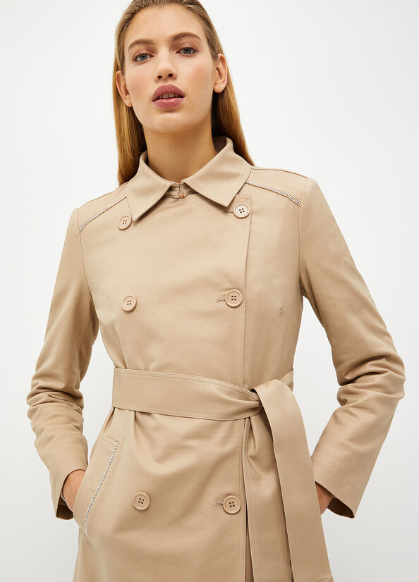 Abrigos Liu Jo Algodon Trench Mujer Beige | MTC-159867