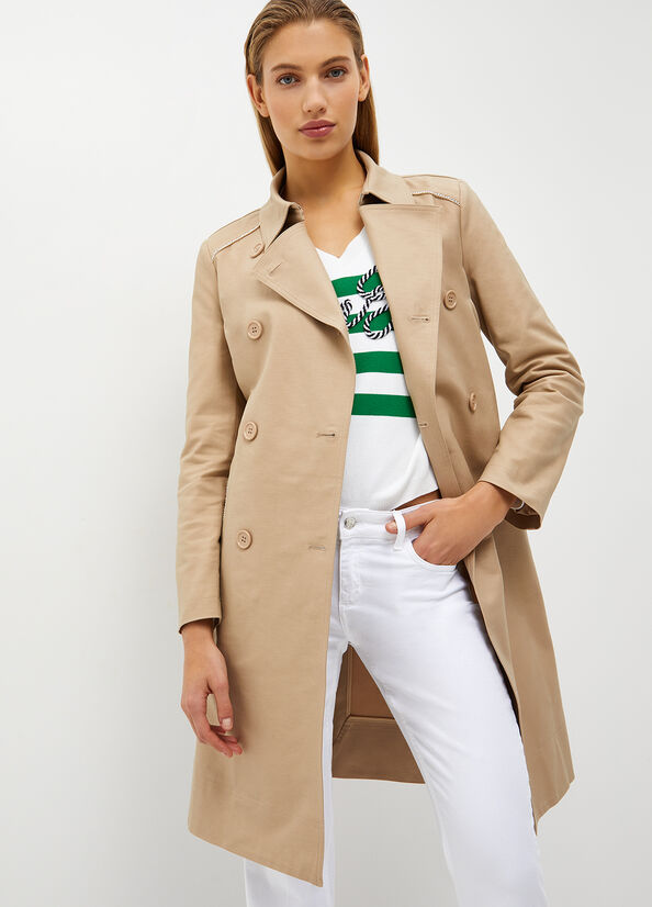 Abrigos Liu Jo Algodon Trench Mujer Beige | MTC-159867