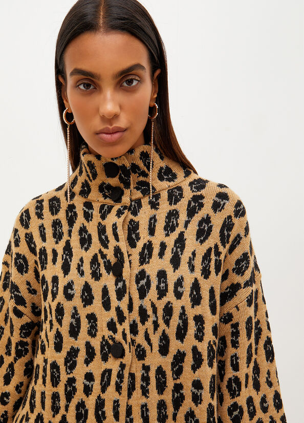 Abrigos Liu Jo Animal-Print Knit Mujer Marrones | QSU-859340