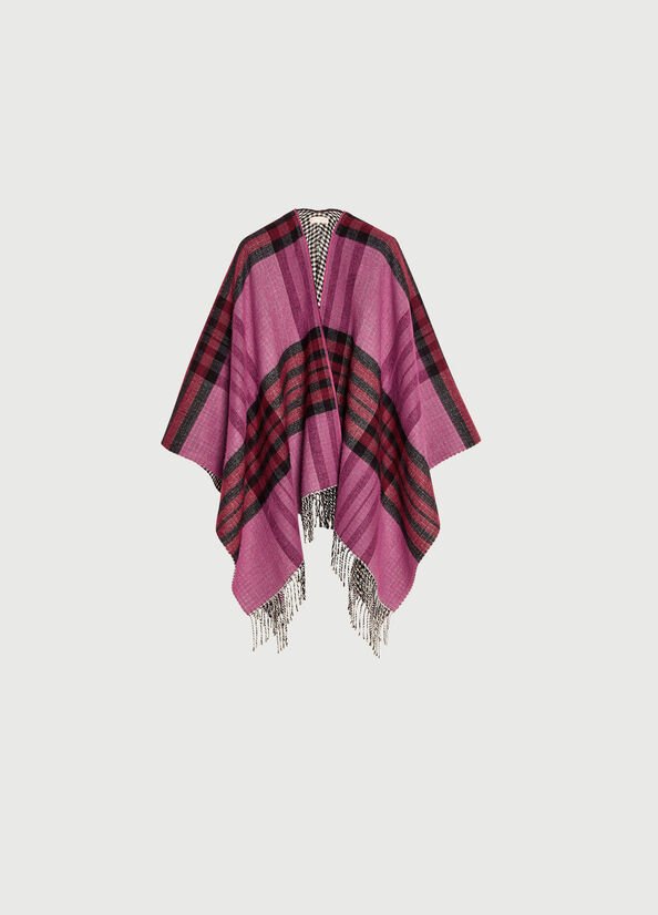 Abrigos Liu Jo Check And Houndstooth Poncho Mujer Fucsia | FMR-570932