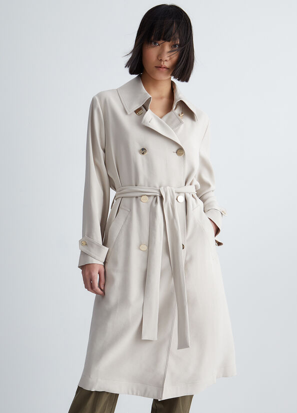 Abrigos Liu Jo Double-Breasted Trench Mujer Beige | UJA-519268