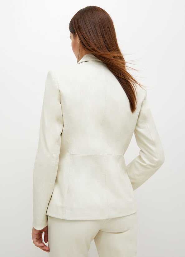 Abrigos Liu Jo Nappa Cuero Blazer Mujer Blancas | HLE-908435