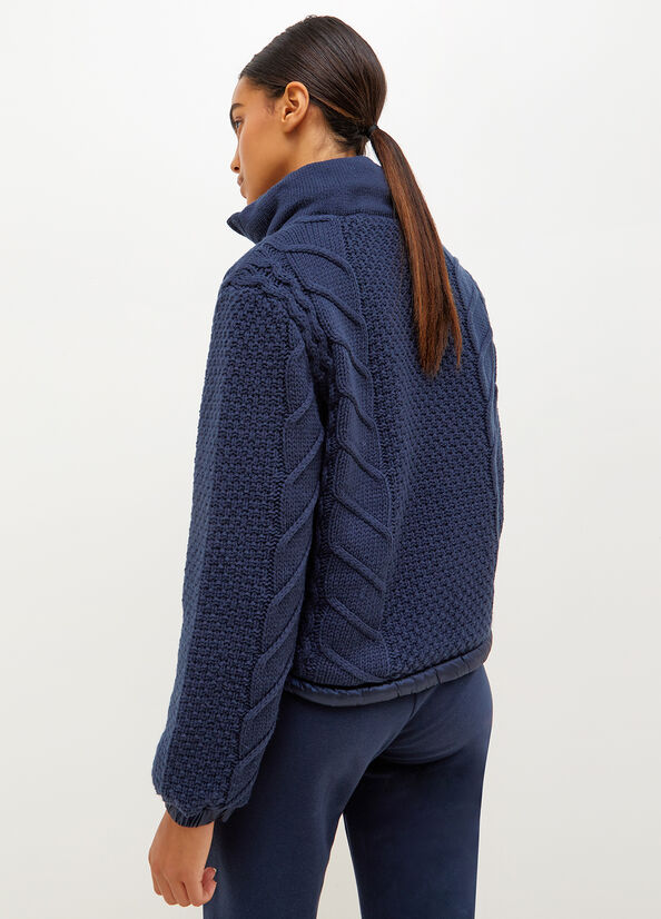 Abrigos Liu Jo Reversible Knit And Nylon Mujer Azules | QUW-735401