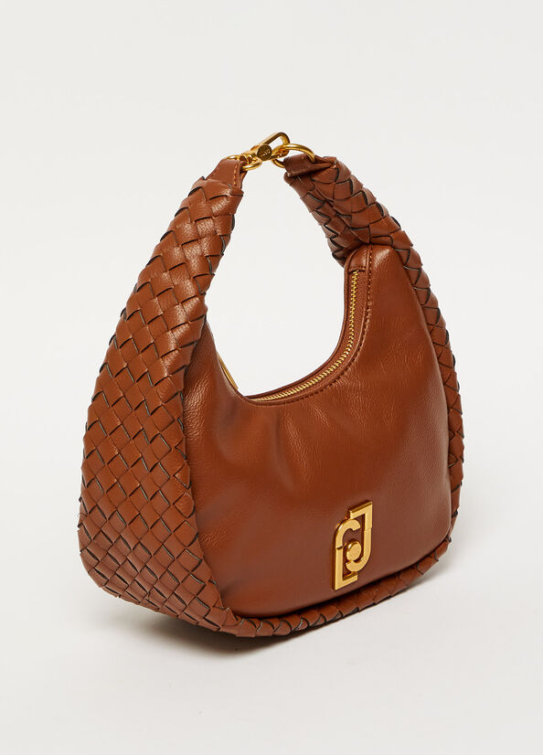 Bolsa De Hombro Liu Jo Braided Shoulder With Logo Mujer Marrones | CZV-247608