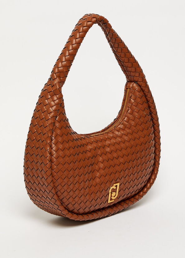 Bolsa De Hombro Liu Jo Braided With Logo Mujer Marrones | BRM-894720