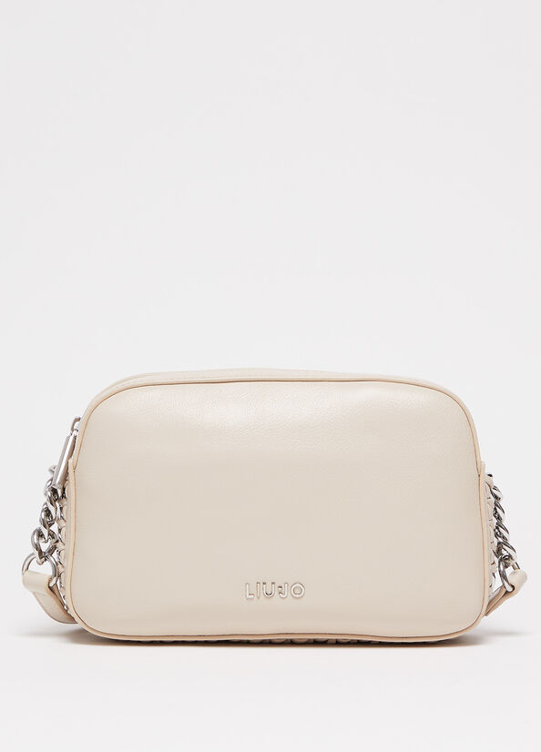 Bolsa De Hombro Liu Jo Crossbody With Logo Mujer Beige | QSR-935012