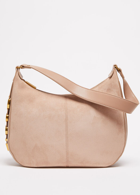 Bolsa De Hombro Liu Jo Gamuza Shoulder Mujer Beige | BUW-301849