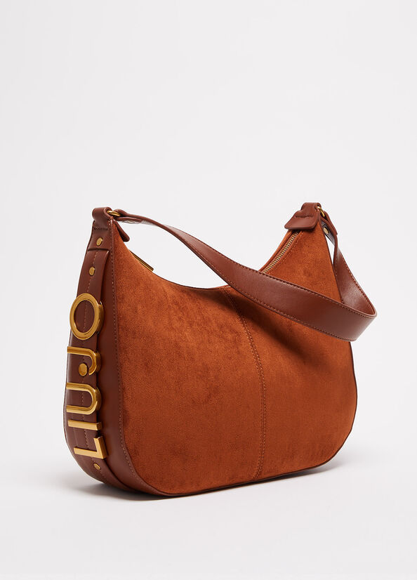 Bolsa De Hombro Liu Jo Gamuza Shoulder Mujer Marrones | KUS-582394