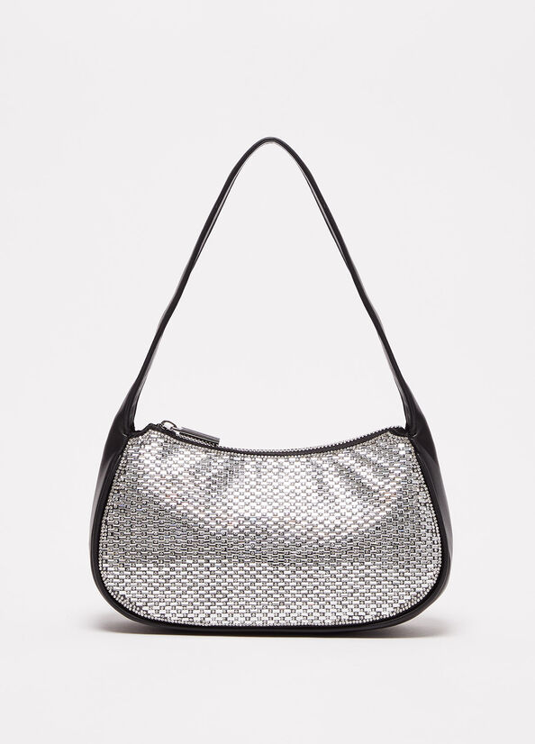 Bolsa De Hombro Liu Jo Shoulder With Rhinestones Mujer Negras | DOU-432175