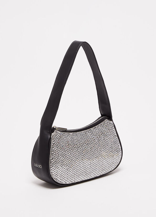 Bolsa De Hombro Liu Jo Shoulder With Rhinestones Mujer Negras | DOU-432175