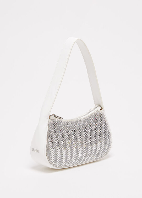 Bolsa De Hombro Liu Jo Shoulder With Rhinestones Mujer Blancas | MQP-174029