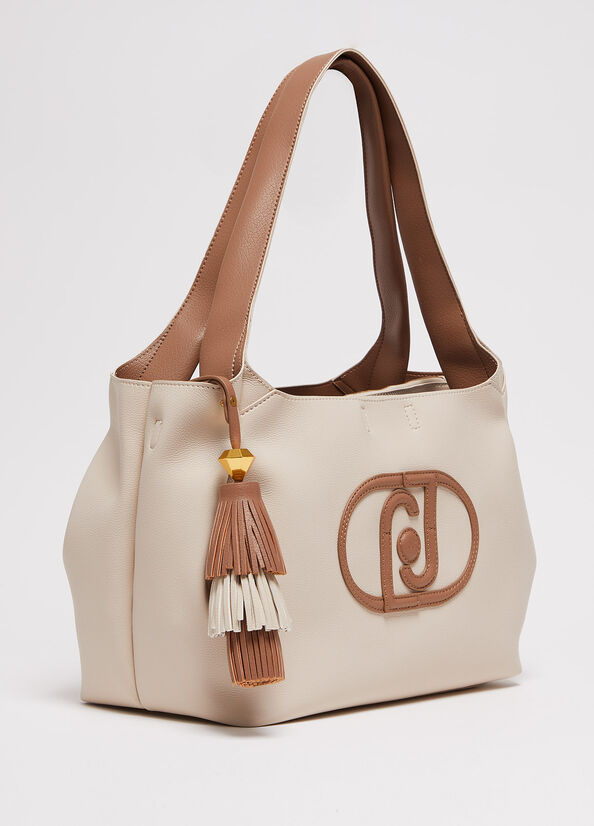 Bolsa De Hombro Liu Jo With Logo Mujer Beige | FEG-830741