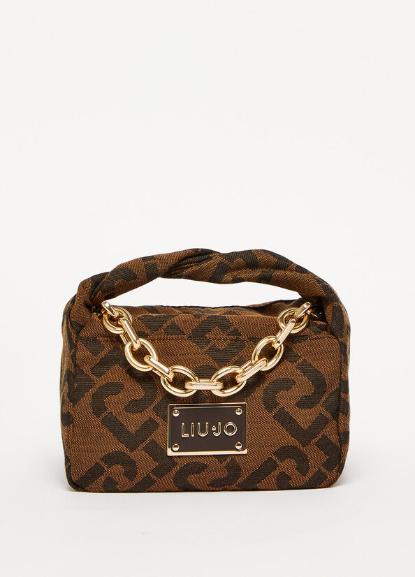 Bolsas De Mano Liu Jo With Jacquard Logo Mujer Chocolate | SOD-834967