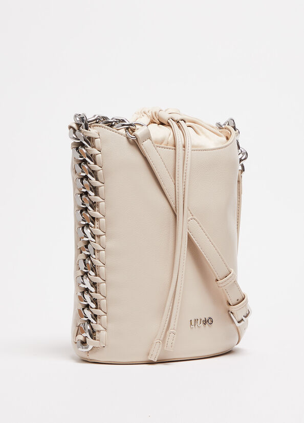 Bolsas De Mano Liu Jo With Logo Mujer Beige | TUK-743105