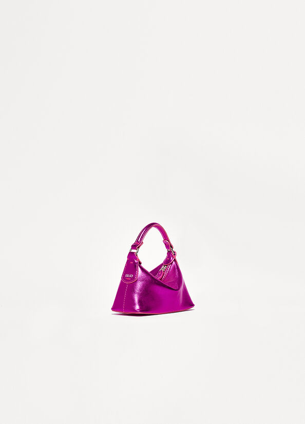 Bolsos Cruzados Liu Jo Laminated Cuero Micro Hobo Mujer Fucsia | PEI-645809