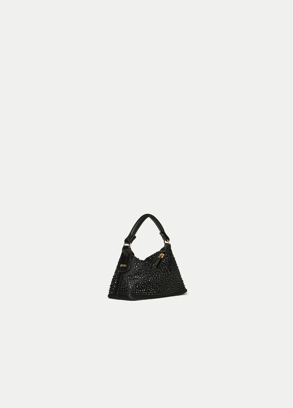 Bolsos Cruzados Liu Jo Micro Hobo With Gemstones Mujer Negras | LEO-031985