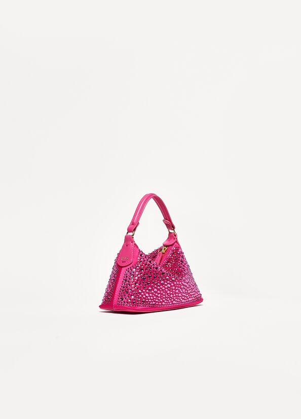 Bolsos Cruzados Liu Jo Mini Hobo With Gemstones Mujer Fucsia | KZE-275193