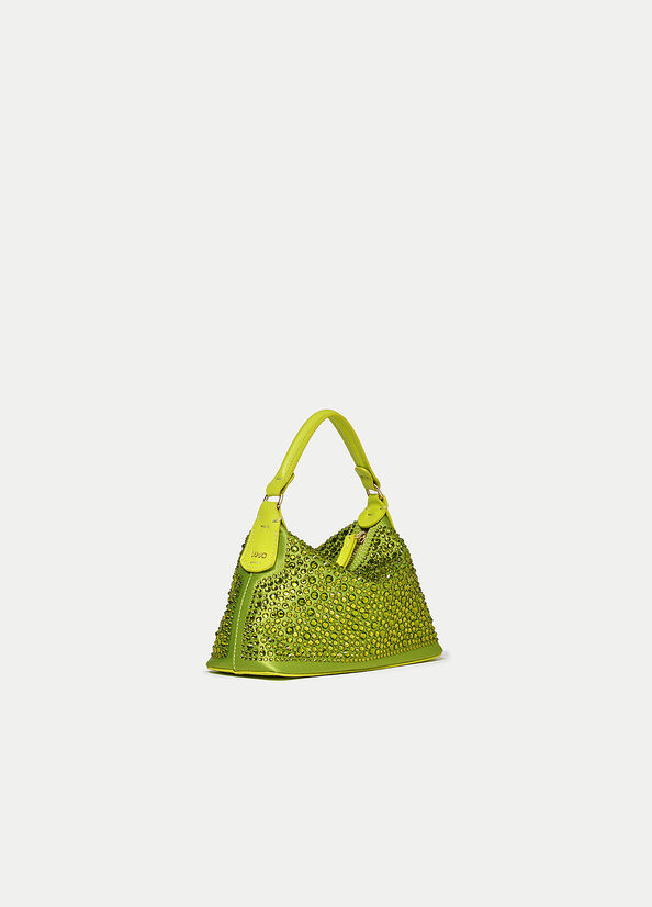 Bolsos Cruzados Liu Jo Mini Hobo With Gemstones Mujer Verde Claro | VKN-872460