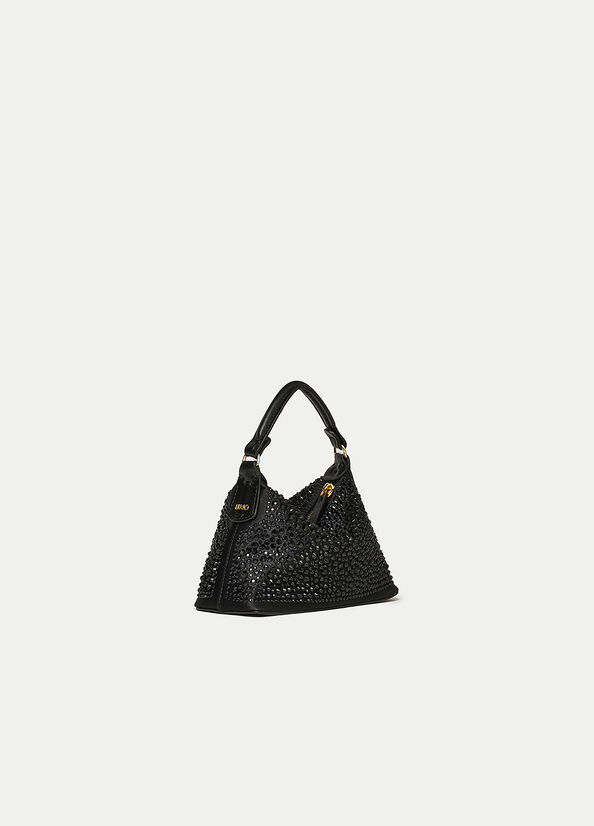 Bolsos Cruzados Liu Jo Mini Hobo With Gemstones Mujer Negras | VPC-451693