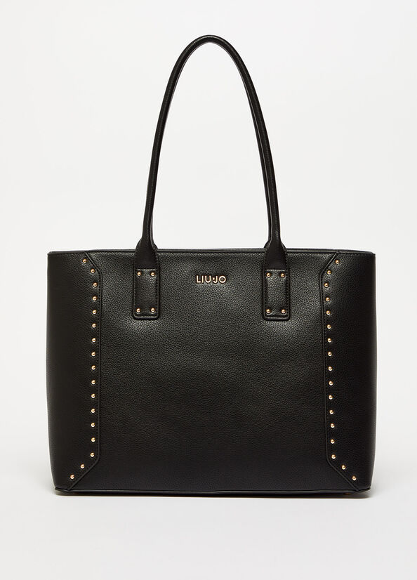 Bolsos Shopper Liu Jo Eco-FriendlyWith Charm Mujer Negras | TIU-812904