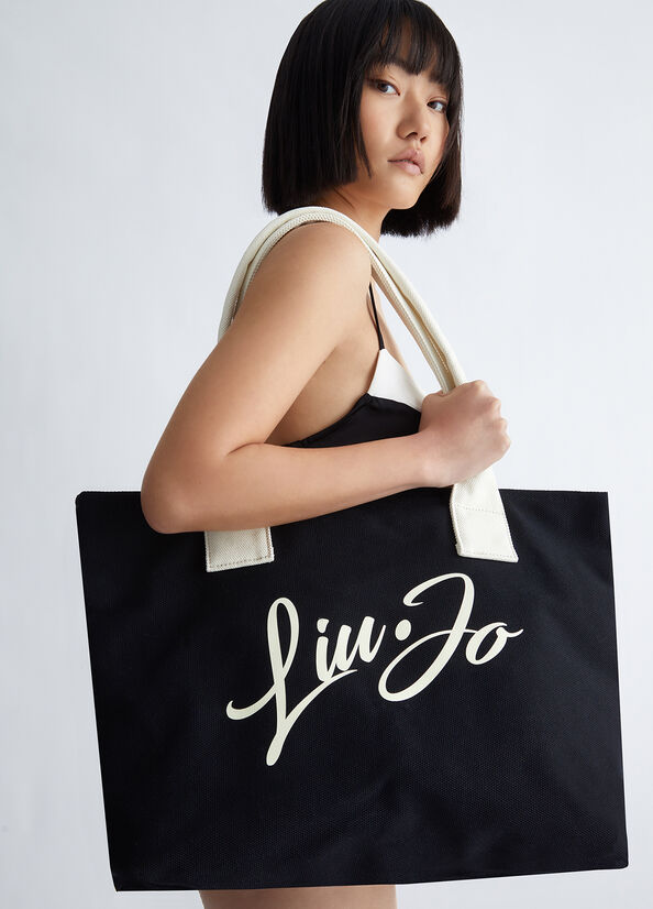 Bolsos Shopper Liu Jo With Logo Mujer Negras | PKN-135742