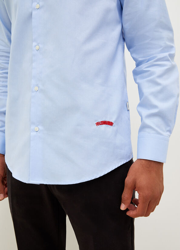 Camisas Liu Jo Button Down With Embroidery Detail Hombre Azules | TBH-794368