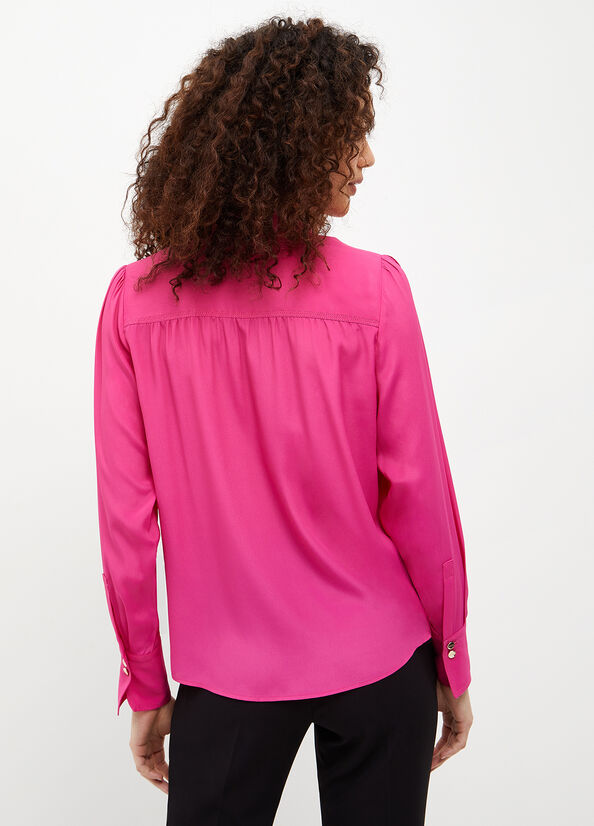 Camisas Liu Jo Crepe De Chine Mujer Fucsia | ZUP-439710