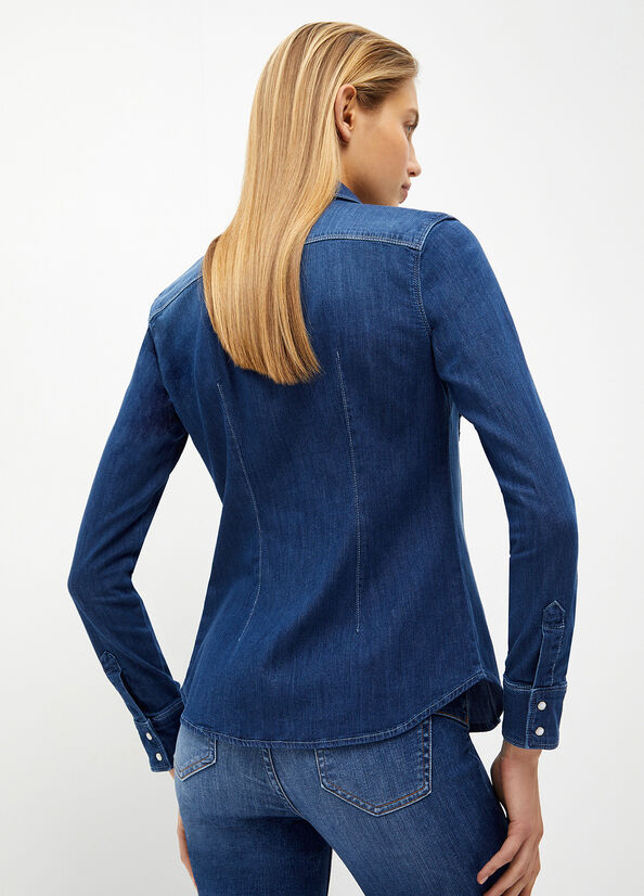 Camisas Liu Jo Denim Mujer Azules | CFU-912875