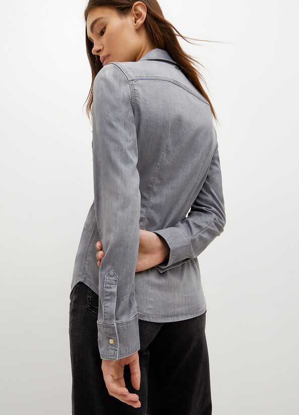 Camisas Liu Jo Denim Mujer Gris | RVJ-850729