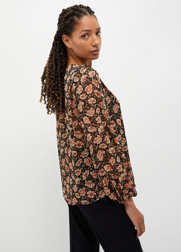 Camisas Liu Jo Eco-Friendly Floral Blouse Mujer Negras | AUJ-075641