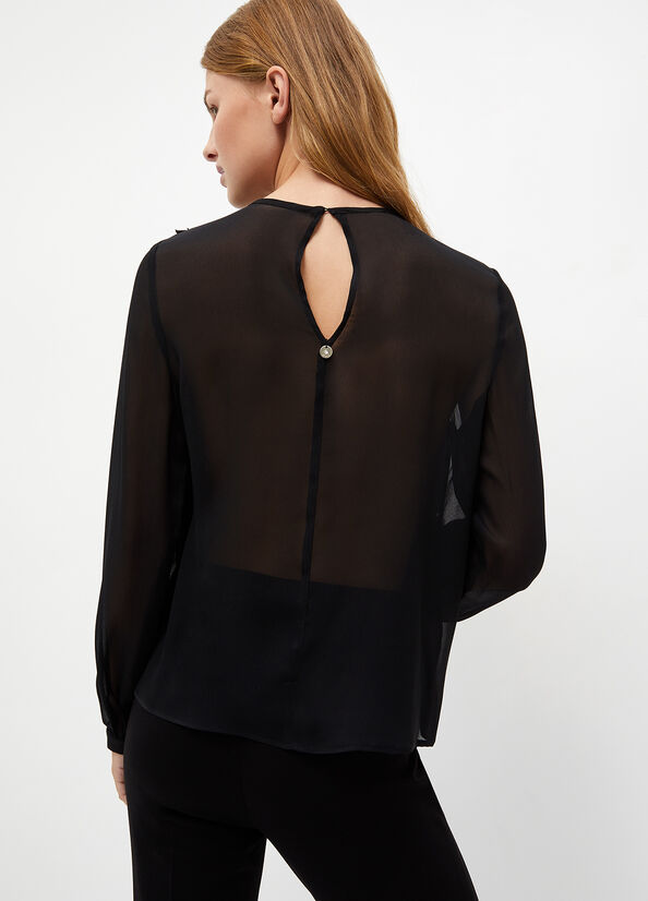 Camisas Liu Jo Georgette Blouse Mujer Negras | YNG-235087