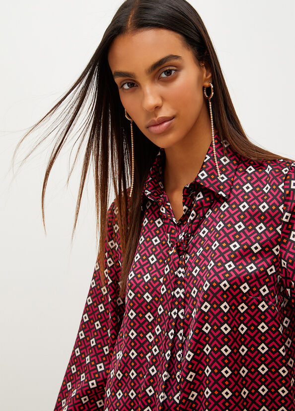 Camisas Liu Jo With Geometric Print Mujer Rojas | OTH-189754