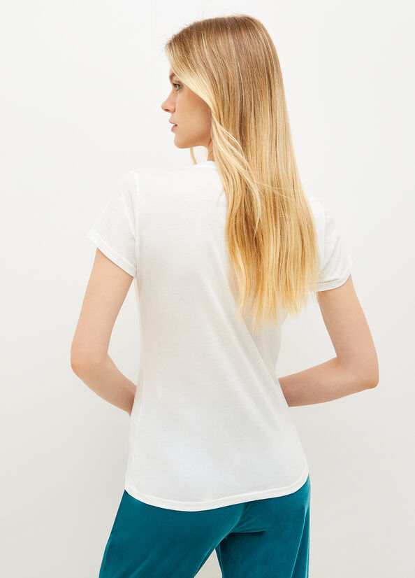 Camiseta Liu Jo Eco-Friendly Mujer Blancas | DTJ-609482