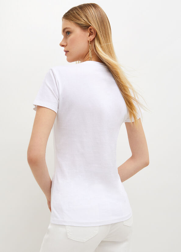 Camiseta Liu Jo Eco-Friendly Mujer Blancas Rojas | YHL-180354