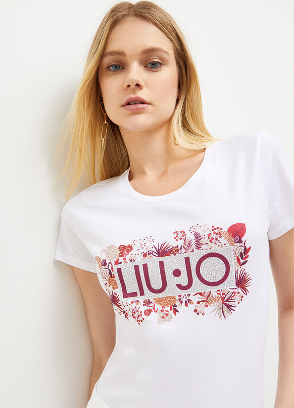 Camiseta Liu Jo Eco-Friendly Mujer Blancas Rojas | YHL-180354