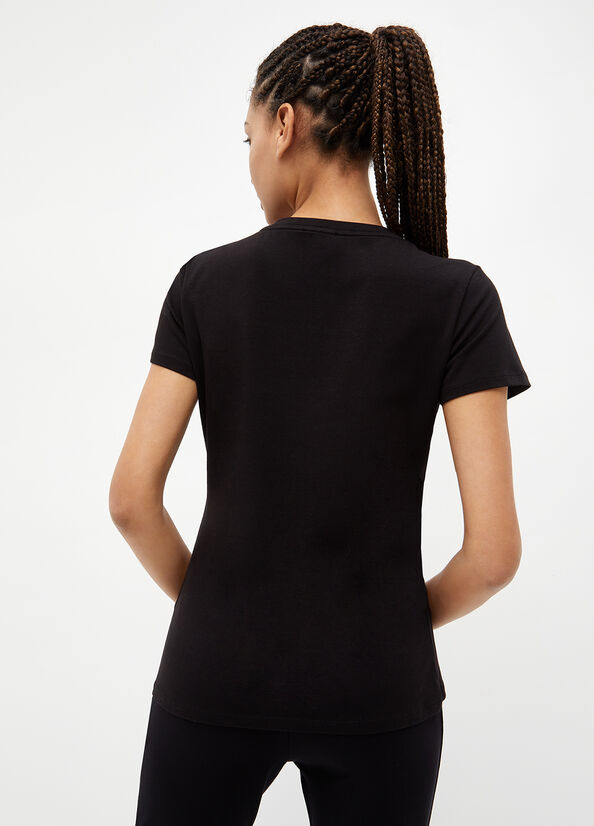 Camiseta Liu Jo Eco-Friendly Mujer Negras | SVZ-902314