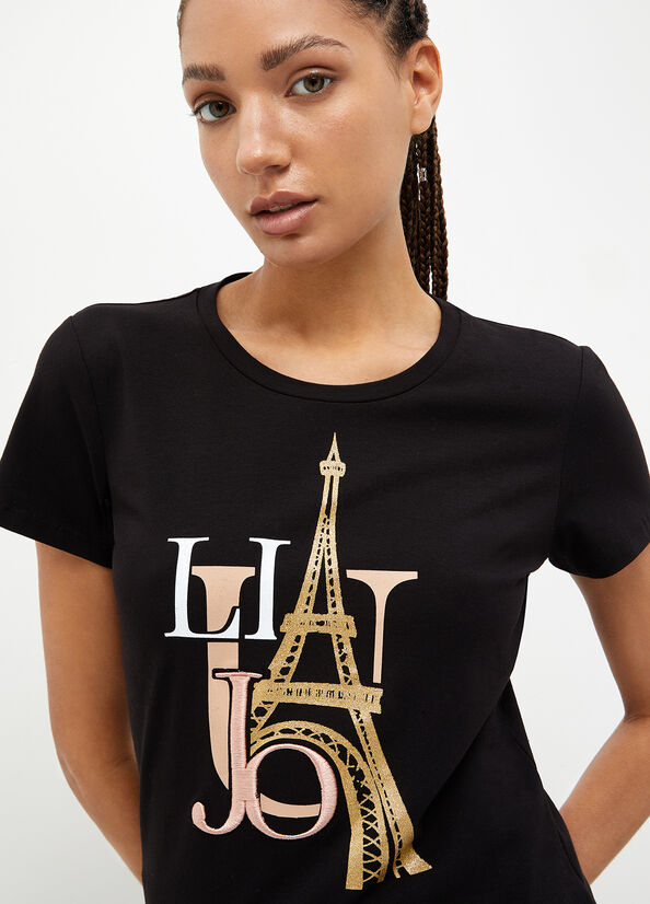 Camiseta Liu Jo Eco-Friendly Mujer Negras | SVZ-902314