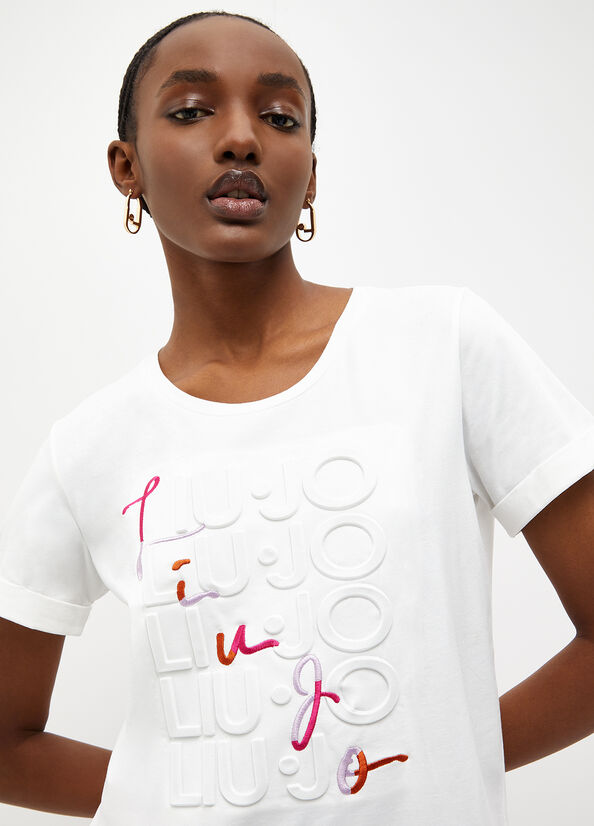 Camiseta Liu Jo Eco-Friendly With Logo Mujer Blancas | CVF-758241