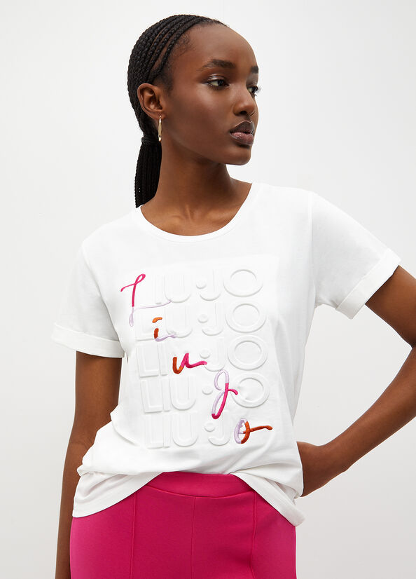 Camiseta Liu Jo Eco-Friendly With Logo Mujer Blancas | CVF-758241