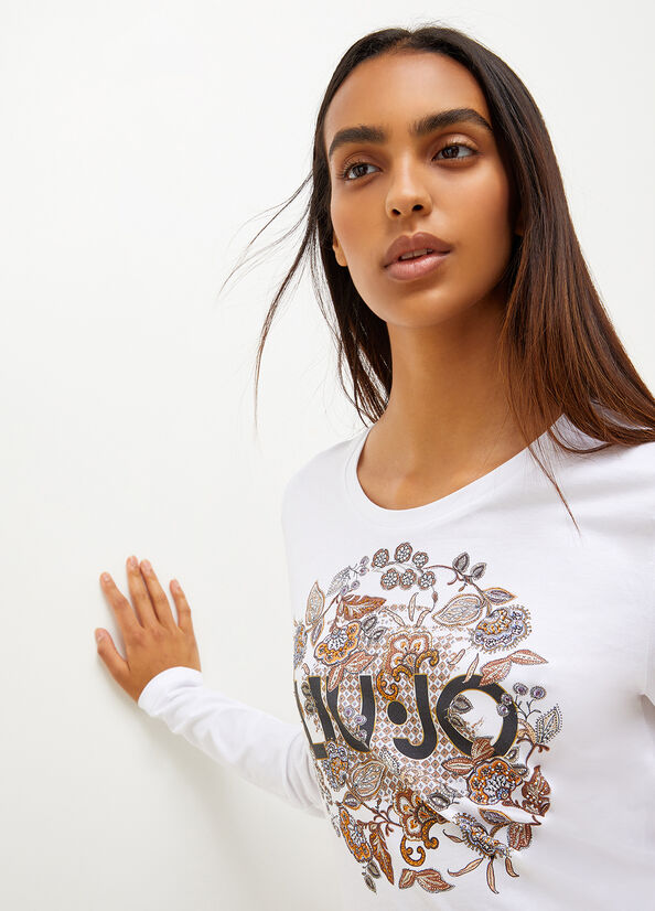 Camiseta Liu Jo Eco-Friendly With Print Mujer Blancas | QBT-613094