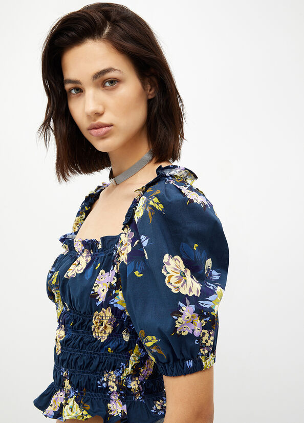 Camiseta Liu Jo Floral Denim Mujer Azules | THD-284690