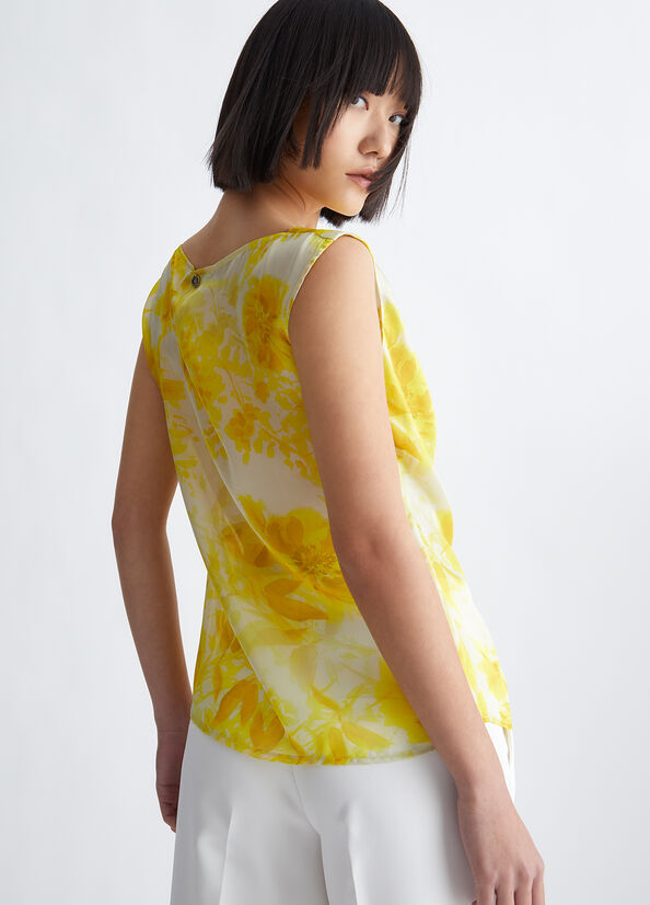 Camiseta Liu Jo Floral Mujer Amarillo | NOA-965721