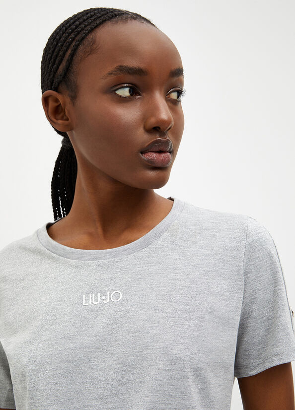 Camiseta Liu Jo Lurex® Jersey Mujer Gris | HGU-823170