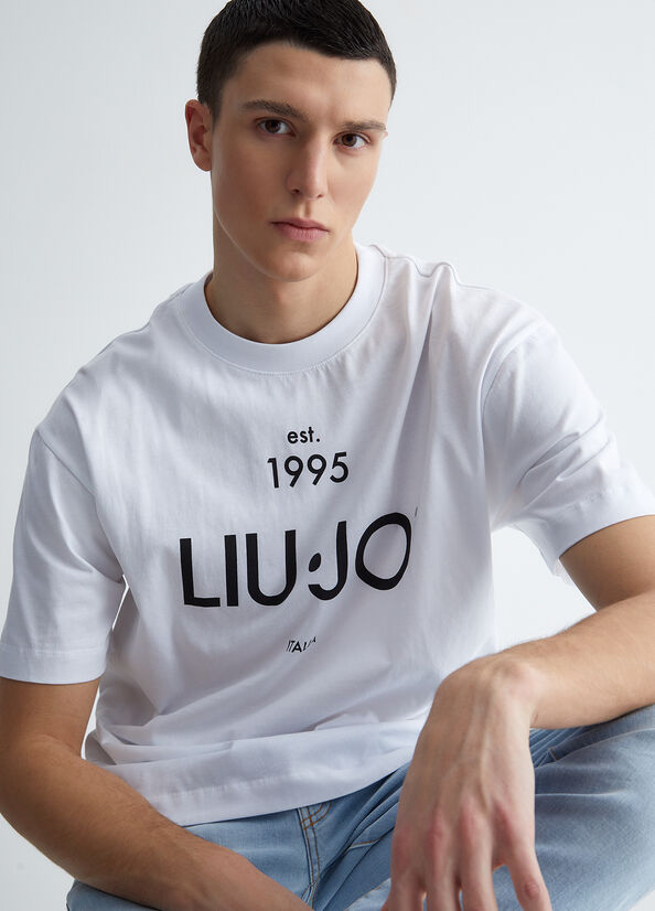 Camiseta Liu Jo With Logo Hombre Blancas | EGY-689431