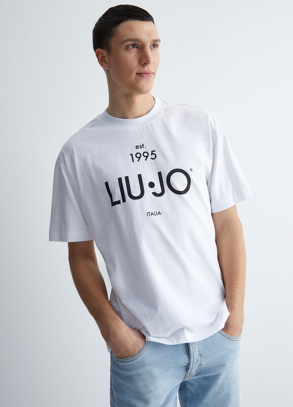 Camiseta Liu Jo With Logo Hombre Blancas | EGY-689431