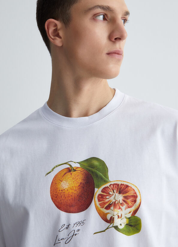 Camiseta Liu Jo With Orange Hombre Blancas | GFS-489302