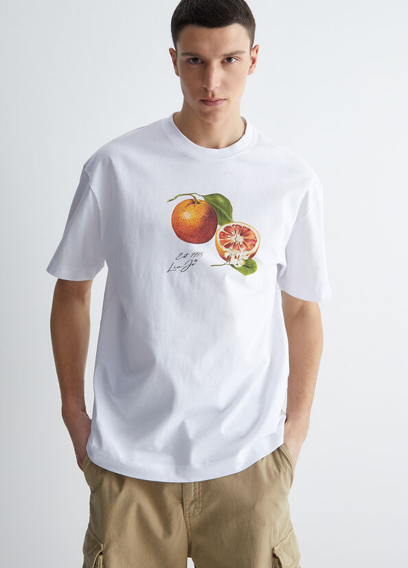 Camiseta Liu Jo With Orange Hombre Blancas | GFS-489302