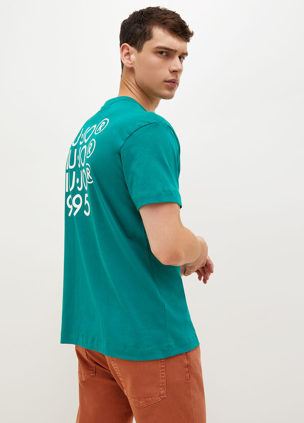 Camiseta Liu Jo With Print On The Back Hombre Verde | JKS-592761