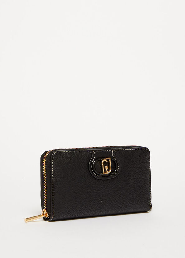 Carteras Liu Jo Eco-Friendly Zip-Around Mujer Negras | DLV-016873